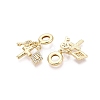 Brass Micro Pave Clear Cubic Zirconia European Dangle Charms KK-N287-33D-G-2