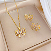 Brass Micro Pave Cubic Zirconia Pendant Necklace & Stud Earrings WG7AC39-53-1