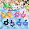 ANATTASOUL 6 Pairs 6 Colors Flower Acrylic Dangle Stud Earrings with Steel Iron Pins for Women EJEW-AN0004-03-7