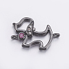 Brass Micro Pave Cubic Zirconia Puppy Links Connectors ZIRC-G125-02A-B-1