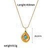 Synthetic Turquoise Flower Teardrop Pendant 304 Stainless Steel Chain Necklaces for Women FS-WG9E461-07-1