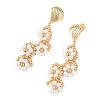Flower Glass Seed Beaded Stud Dangle Earrings EJEW-MZ00774-4