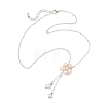 Natural Cultured Freshwater Pearl Beaded Flower Pendant Brass Cable Chain Necklaces for Women NJEW-JN06561-3