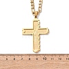 304 Stainless Steel Jesus Cross Pendant Necklaces NJEW-B153-01G-3