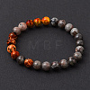 8mm Round Natural Fluorescent Syenite Rock(Glow under UV Light) Beaded Streth Bracelets BJEW-JB10859-3