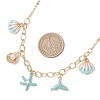 Ocean Alloy Enamel Whale Tail Shell Shape Starfish Pendant Brass Cable Chain and 304 Stainless Steel Satellite Chain Bib Necklaces for Women NJEW-JN05815-01-3