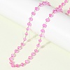 304 Stainless Steel with Glass Faceted Rondelle Bead Handmade Link Chain Birth Stone Necklaces for Women NJEW-G195-01G-05-3