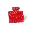 Red PVC Claw Hair Clips with Rhinestone PW-WGF6177-02-1