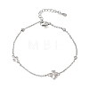 Brass Micro Pave Clear Cubic Zirconia Four Leaf Clover Link Bracelets KK-CBAED06-02P-4