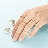 6Pcs 6 Styles Brass Micro Pave Clear Cubic Zirconia Cuff Rings RJEW-LS0001-34G-2