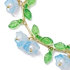 Flower Glass & Acrylic Charm Bracelets BJEW-JB10443-01-3