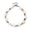 Ocean Natural Spiral Shell & Synthetic Turquoise Beaded Anklets AJEW-AN00830-2