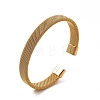 304 Stainless Steel Flat Mesh Chains Shape Open Cuff Bangle for Women BJEW-C0033-06-2
