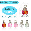 100Pcs Mixed Styles Glass Pendants PALLOY-TADJ00006-3
