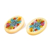 Natural Freshwater Shell Double Face Printed Oval Charms SHEL-T020-05E-2