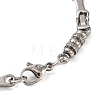 Tarnish Resistant 304 Stainless Steel Rondelle Byzantine Chain Bracelets BJEW-B078-92P-3