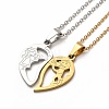 Heart with Boy & Girl Matching Couple Pendant Necklaces & Stud Earrings SJEW-E045-04GP-2