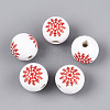Christmas Spray Painted Schima Wood Beads WOOD-T032-35J-1