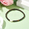 Natural Coffee Jasper Rondelle & Pearl Beaded Stretch Bracelets BJEW-JB09918-02-2