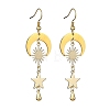 Brass Star & Moon & Sun Dangle Earrings for Women EJEW-TA00366-1