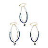 Natural Paua Shell Charm Dyed Natural Malaysia Jade Faceted Rondelle Bracelets with 304 Stainless Steel Chains for Women BJEW-JB14297-2