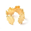 Ion Plating(IP) 304 Stainless Steel Maple Leaf Open Cuff Ring for Women RJEW-E063-18G-3