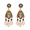 Teardrop Alloy & Rhinestone Dangle Stud Earrings FS-WG4DD0F-01-5