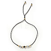 Adjustable Natural Gemstone & Brass Beaded Slider Bracelets for Women DZ3322-3-1