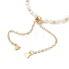 Natural Cultured Freshwater & Brass Beaded Slider Bracelets BJEW-JB13324-02-4