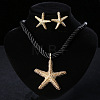 Starfish Alloy with Polyester Cord Pendant Necklaces & Stud Earrings Sets FS-WG7CDFE-02-1