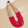 Bohemia Style Multi-strand Glass Seed Beaded Bib Necklaces for Women NJEW-G149-01B-1