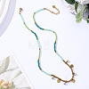 Boho 304 Stainless Steel Crystal Rhinestone Coin Tassel Pendant Glass Beaded Necklaces for Women WG01577-03-1