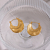 Vintage Style Textured Moon 304 Stainless Steel Hoop Earrings UW4126-5
