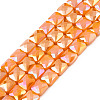 Electroplate Opaque Solid Color Glass Beads Strands EGLA-N002-42-04-1