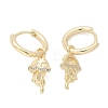 Brass Clear Cubic Zirconia Hoop Earrings EJEW-Q014-04G-2