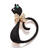 Rhinestone Cat Badge JEWB-E013-07G-1