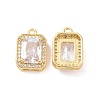 Octagon Rectangle Brass Micro Pave Cubic Zirconia Charms KK-G435-28G-02-1
