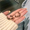 C-Shaped with Leopard Print 925 Sterling Silver Acrylic Stud Earrings FS-WG2B12E-01-4