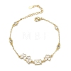 Brass Pave Clear Cubic Zirconia Clover Envelope Link Bracelets KK-CBA6980-18G-4