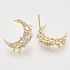 Brass Micro Pave Clear Cubic Zirconia Stud Earring Findings LS-KK-T054-49G-NF-2