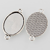 Antique Silver Tibetan Style Alloy Flat Oval Cabochon Connector Settings X-TIBE-M022-05AS-2