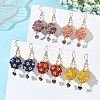 Glass & Dyed Natural Malaysia Jade & Natural Red Jasper/Amethyst/Tiger Eye/Lapis Lazuli/Rhodonite Dangle Earrings EJEW-MZ00814-1