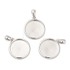 Anti-Tarnish Rhodium Plated 925 Sterling Silver Pendant Cabochon Settings STER-I017-017P-1