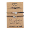 Stainless Steel Heart Wax Cord Adjustable Mother's Day Parent-Child Card Bracelet Set ST7098685-1