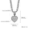 Brass Micro Pave Clear Cubic Zirconia Cubic Zirconia Heart Pendant Twisted Chain Necklaces for Women FS-WGE1C81-02-1