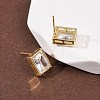 Brass Micro Pave Clear Cubic Zirconia Stud Earrings EJEW-C174-02D-G-3