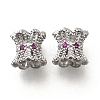 Brass Micro Pave Magenta Cubic Zirconia Beads KK-M318-24P-01-1