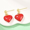 Valentine's Day Heart Brass Enamel Dangle Stud Earrings EJEW-Z164-19G-05-2