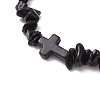 Natural Obsidian Chips Stretch Bracelets for Women Men BJEW-JB11341-09-3