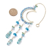 Glass Beads Wire Wrapped Brass Moon Pendant Decorations HJEW-TA00239-3